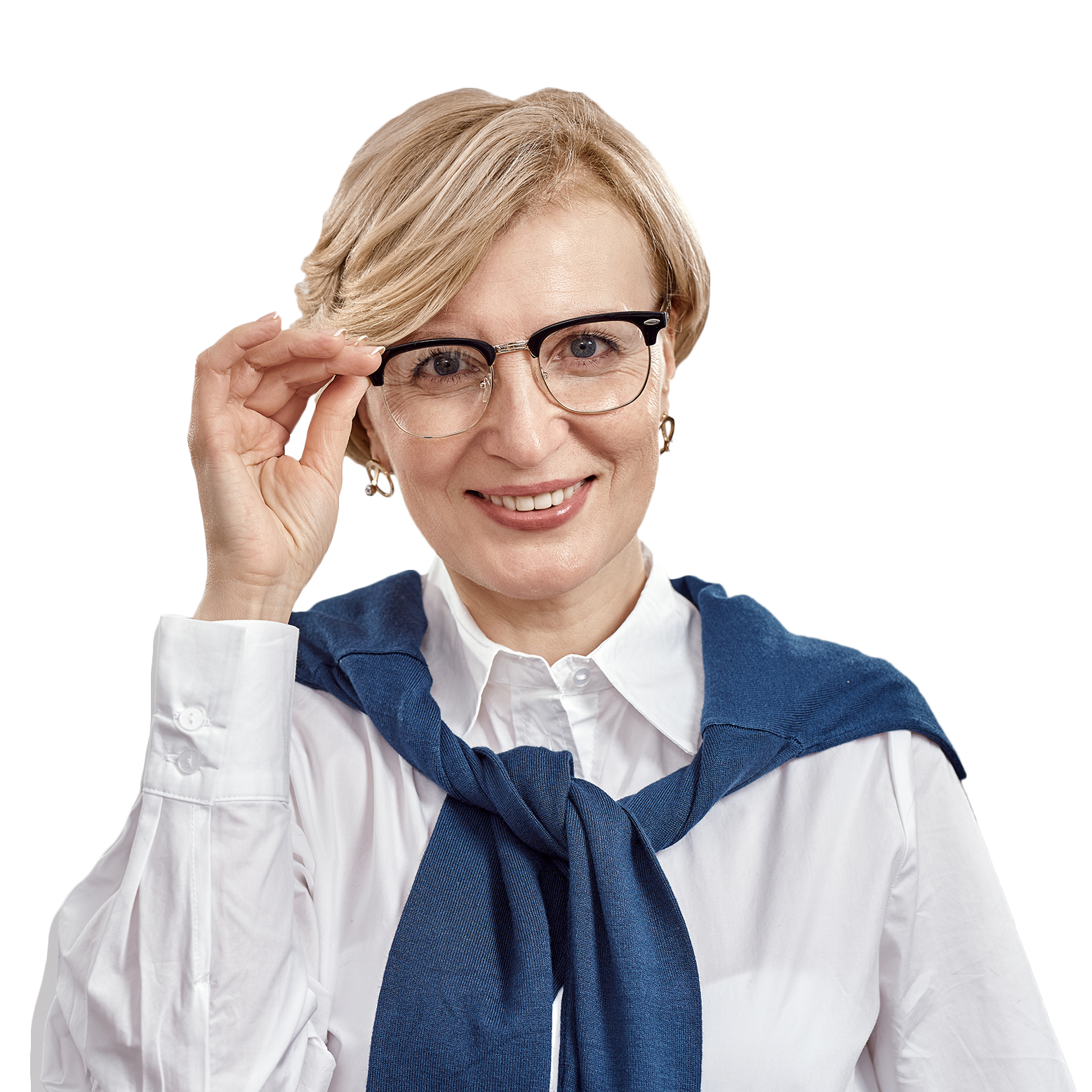 woman with glasses